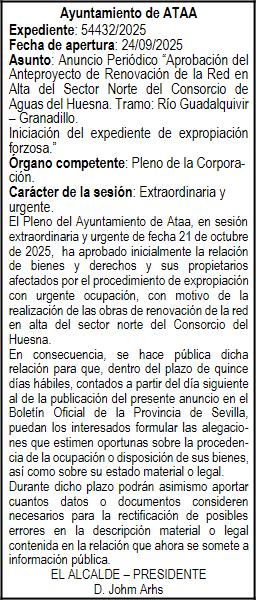 Ejemplo anuncio de Expropiación